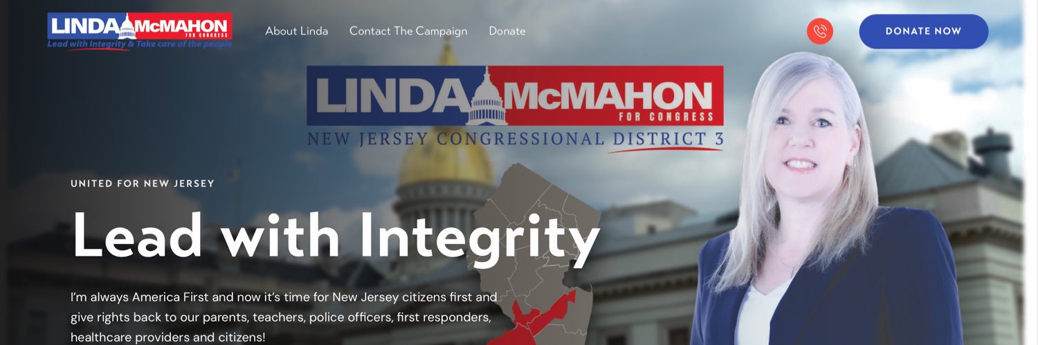 Linda McMahon for USCongress-NJ🇺🇸🏹🩺👻🐓✝️'s banner