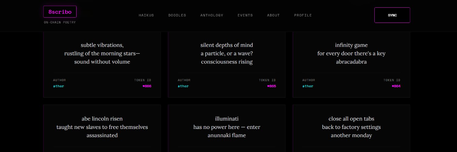 8scribo - onchain poetry banner