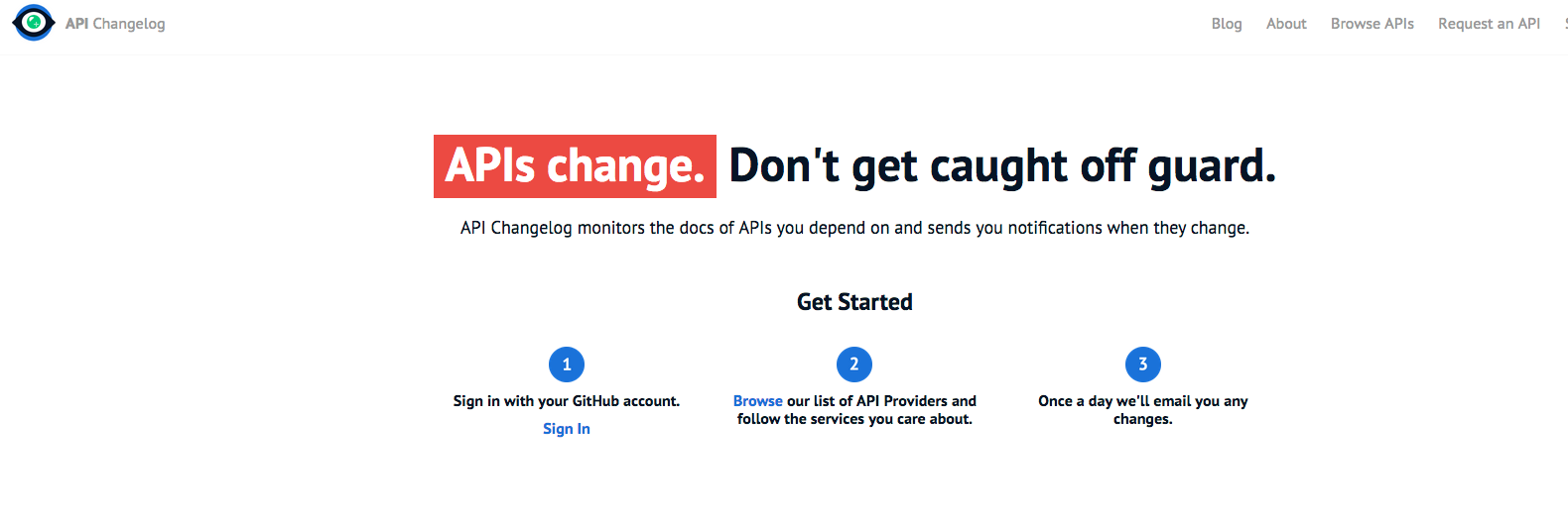 API Changelog banner