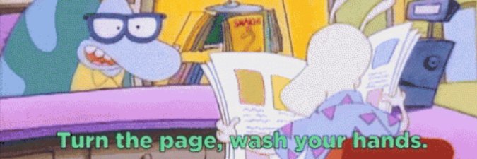 Turn the page, wash your hands. banner