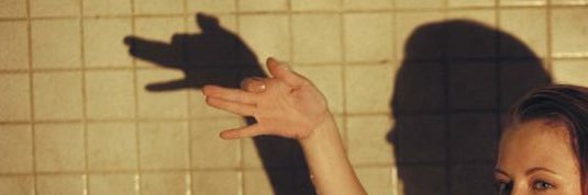 fountain of blood in the shape of a girl's banner