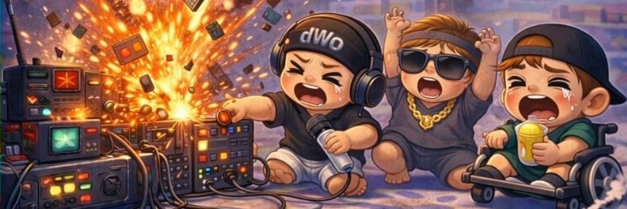 Dan hosts Nice Podcast, Stupid banner