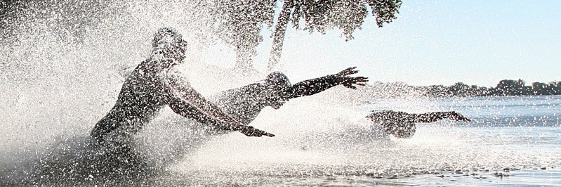 Steve in a Speedo banner