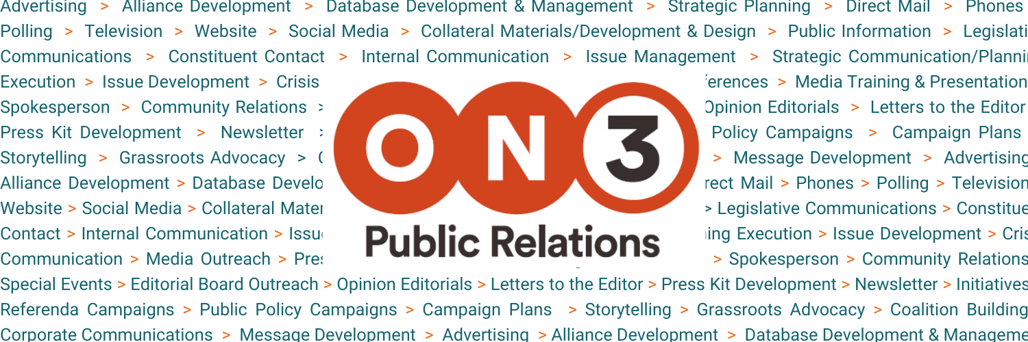 On 3 Public Relations banner