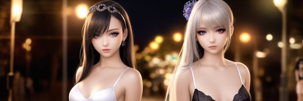Beautiful AI-drawn girls Profile Banner
