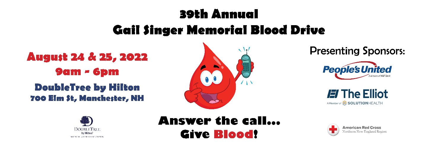 Gail Singer Memorial Blood Drive banner