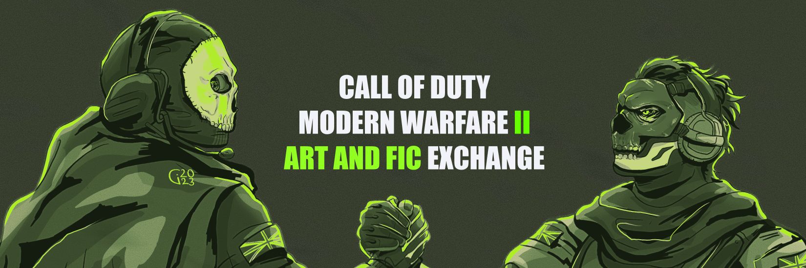 MW2 art and fic exchange 💀🧼 banner