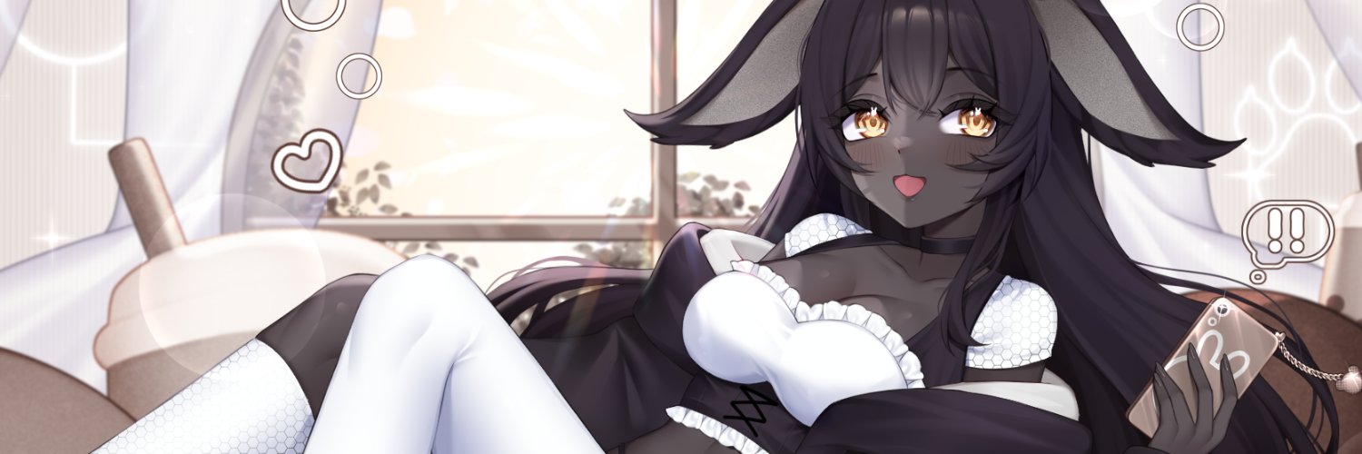 Prees 🐇🌗 Monochrome Bunny Vtuber banner