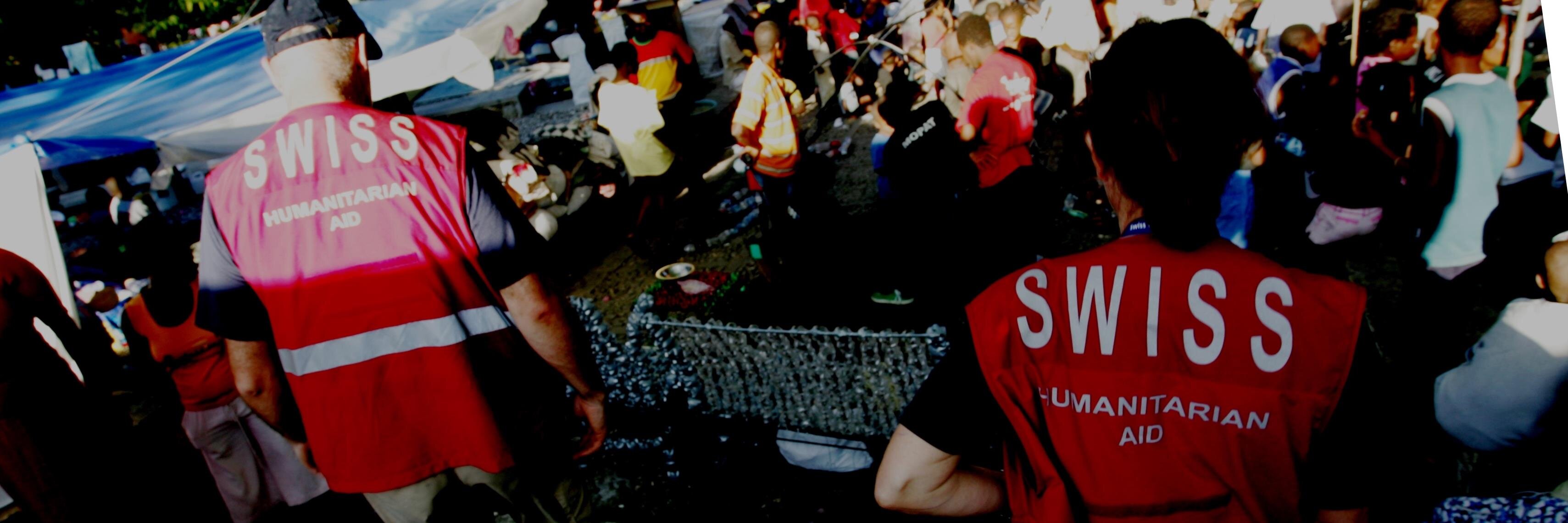 Swiss Humanitarian Aid Unit's banner