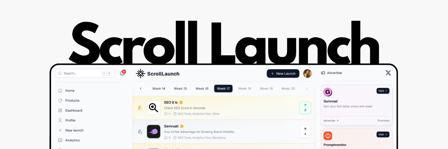 Scroll Launch banner