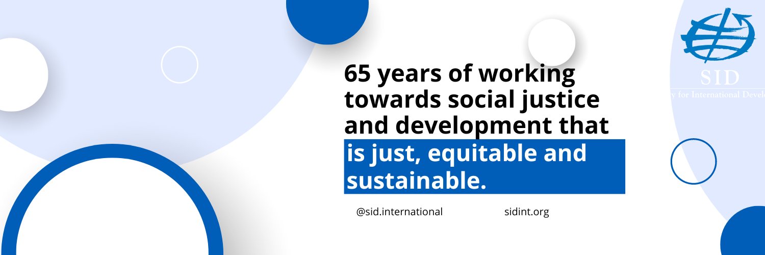 Society for International Development's banner