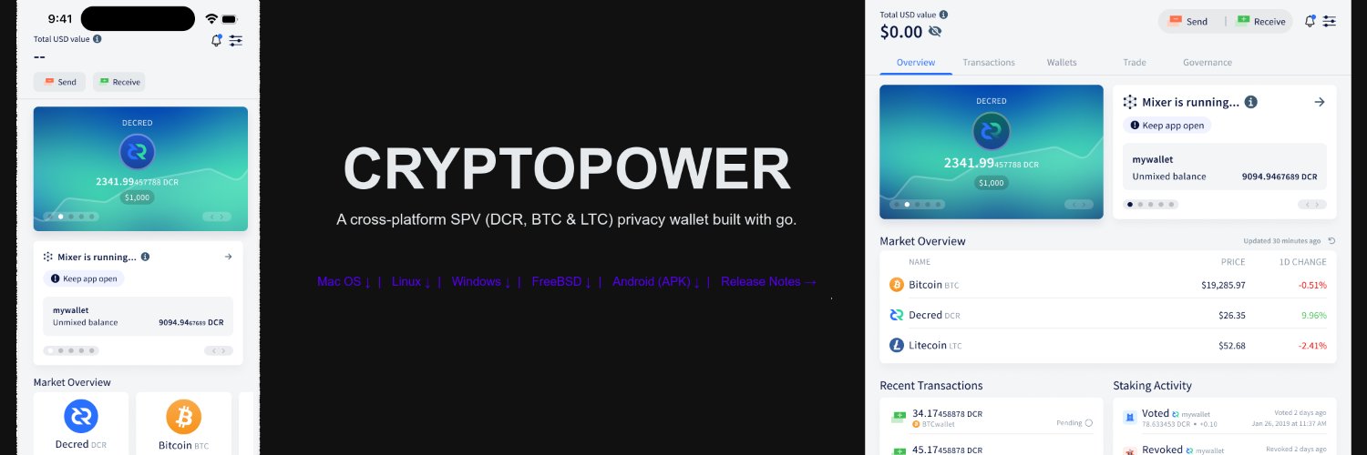 Cryptopower Wallet banner