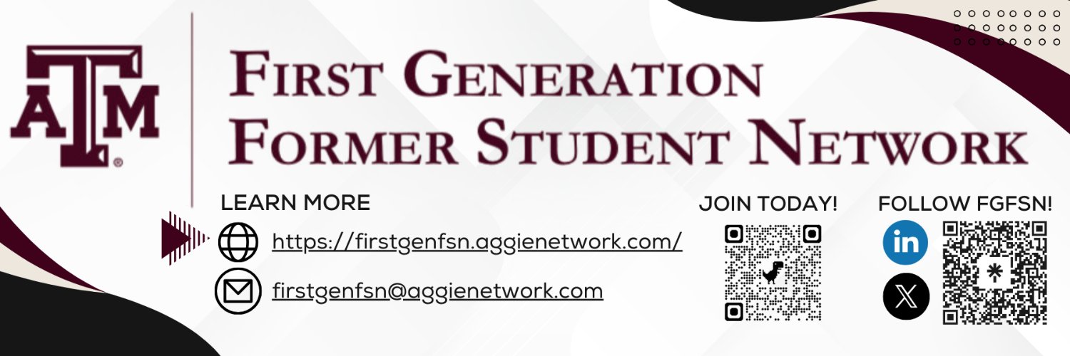 TAMU First-Gen Former Student Network banner