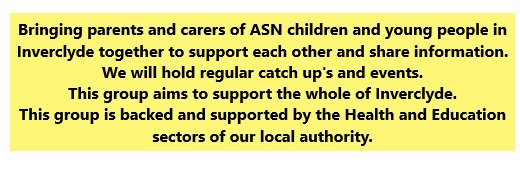 ASN Parent and Carer Group Inverclyde banner