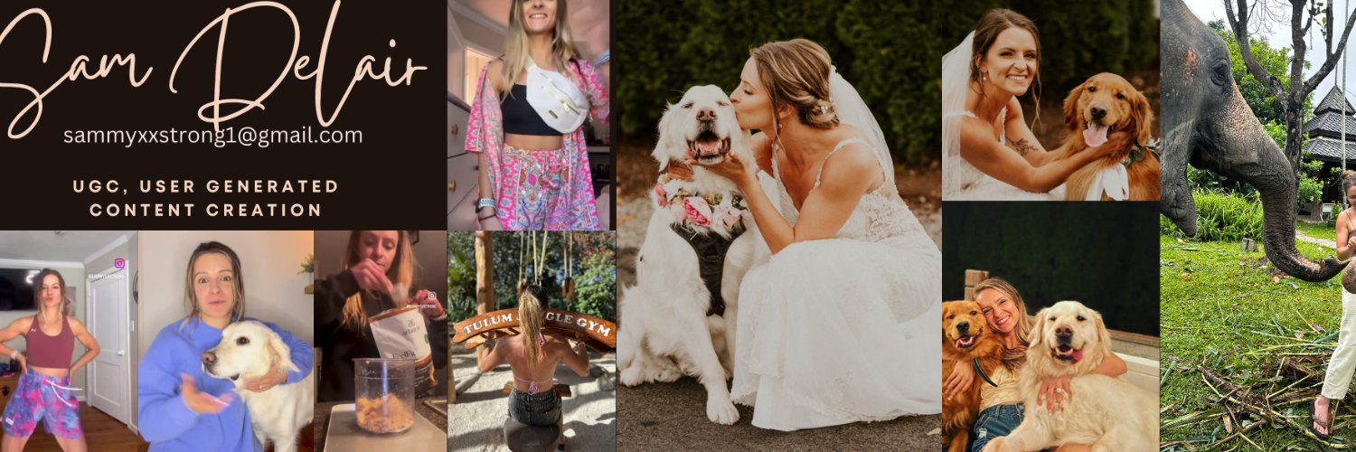 Sam DeLair | UGC Creator | 2 Golden Retrievers banner