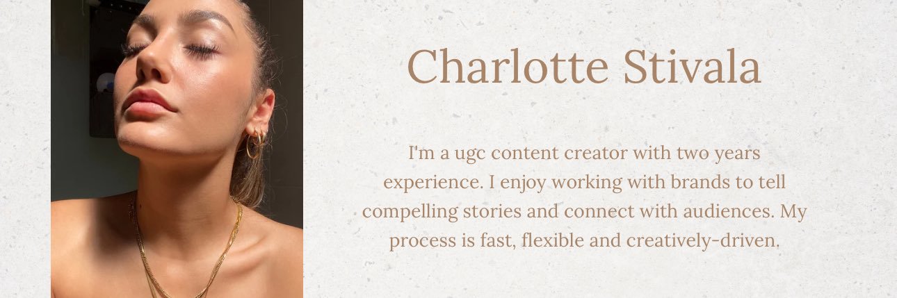 Charlotte Stivala | The right UGC Creator for you! banner