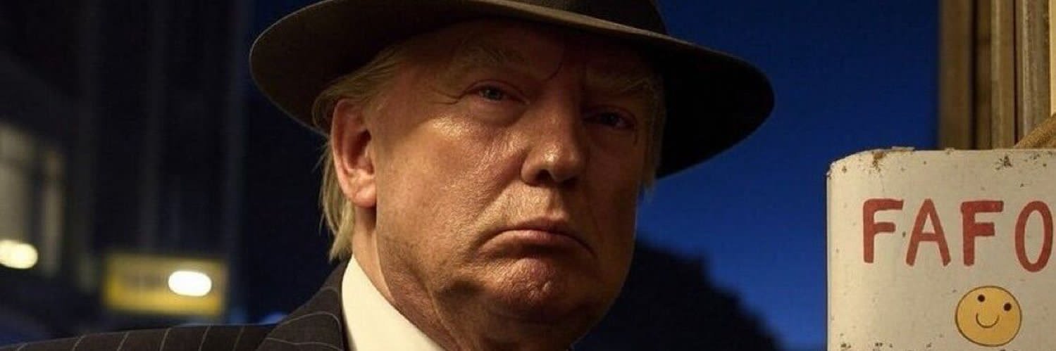 View with Barron Trump banner