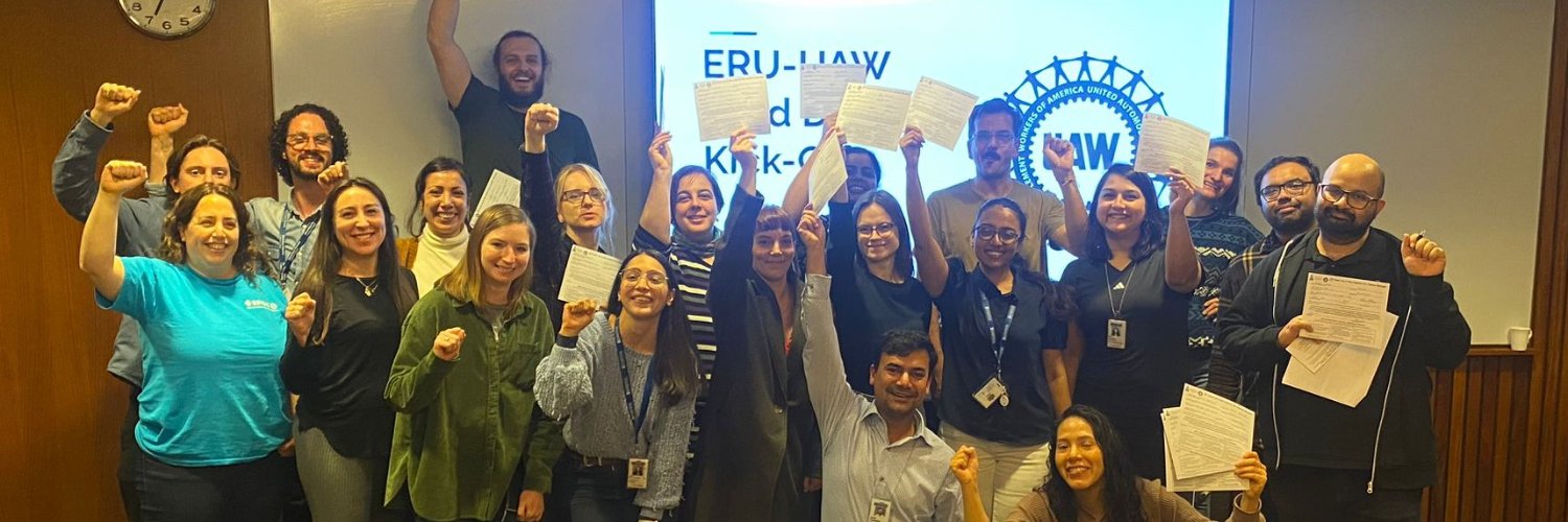 Einstein Researchers United-UAW's banner