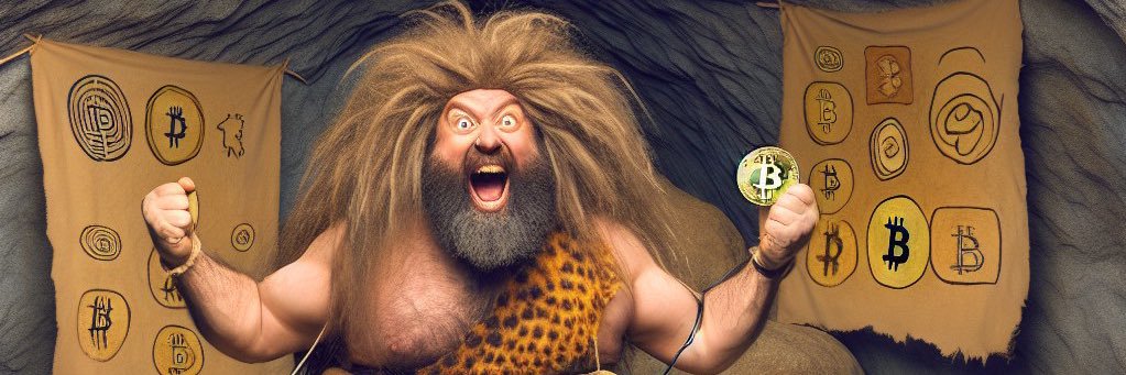 Crypto caveman banner
