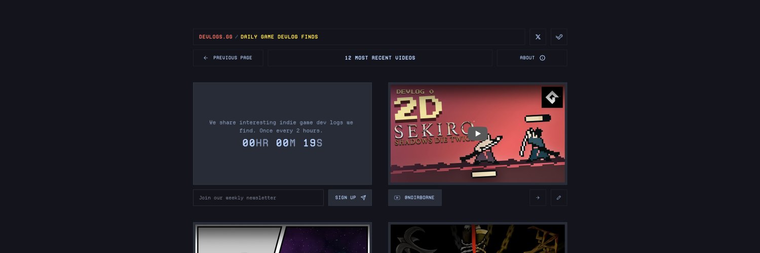 devlogs.gg / daily game devlog finds banner