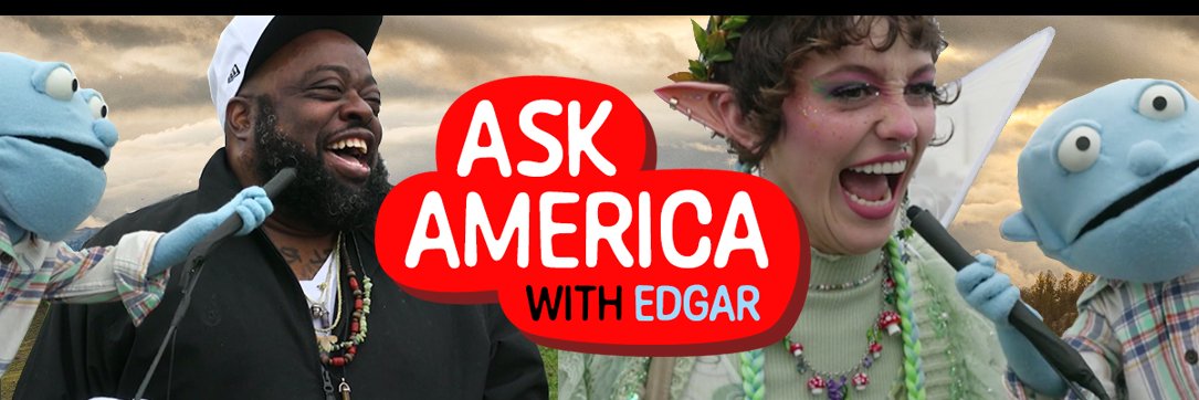 Ask America With Edgar's banner