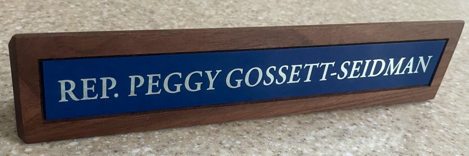 Representative Peggy Gossett-Seidman's banner