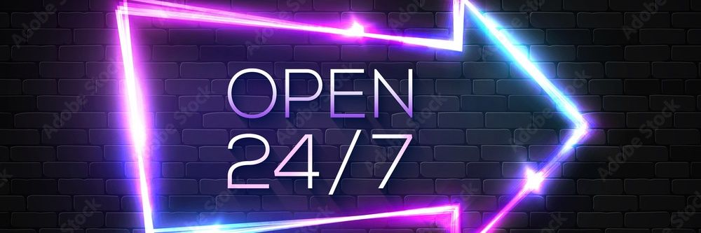 open 24 hours banner