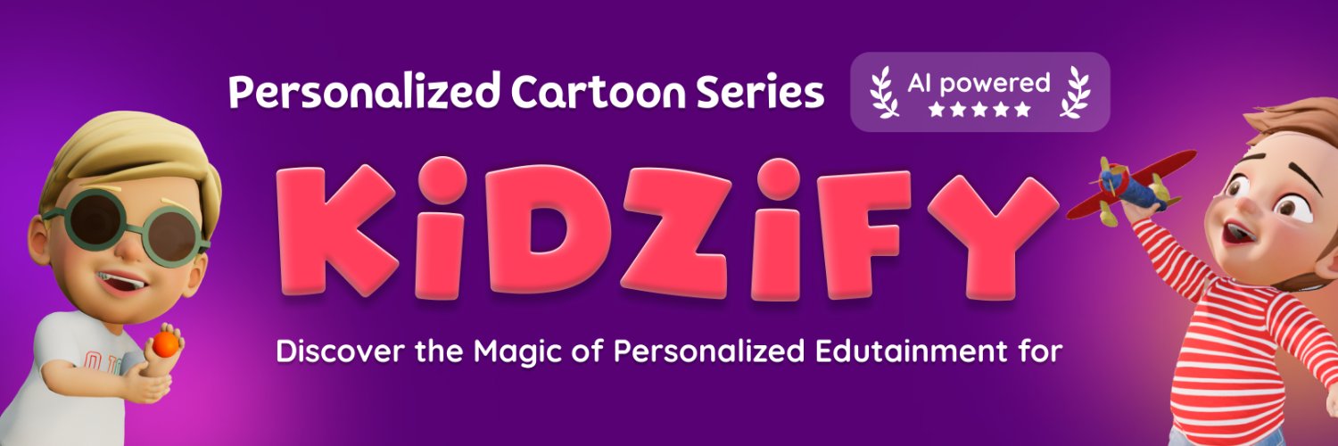 Kidzify.ai is a world first customized cartoons. banner