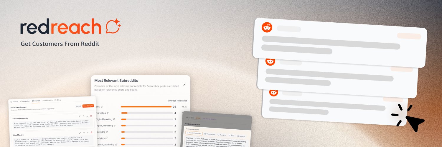 Redreach – Get Customers From Reddit 💰 banner