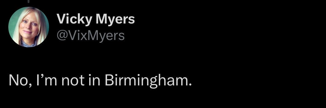 is vicky myers in birmingham? banner