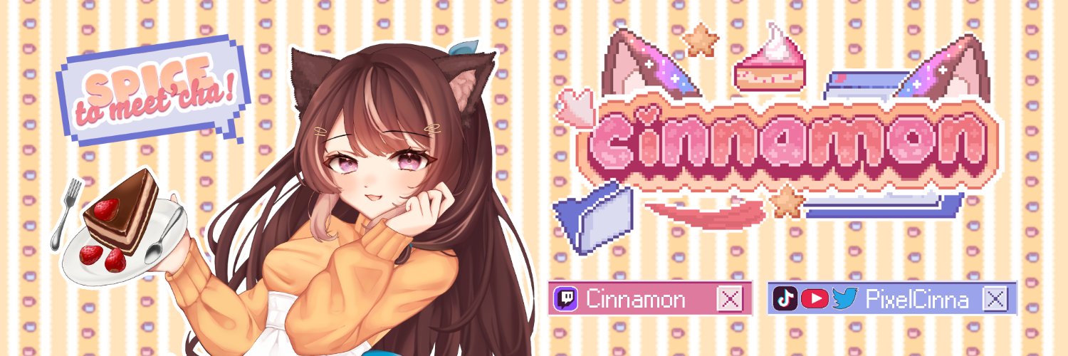 Cinnamon ☕ 🧁Pixel Cat VTuber banner
