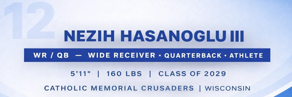 Nezih Hasanoglu 2029 QB/WR banner