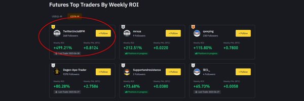 Follow. #1 in Binance Leaderboard $pltr $tsla Profile Banner