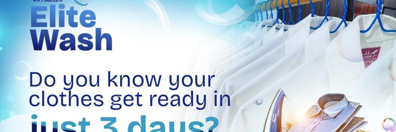 Elite wash laundry's banner