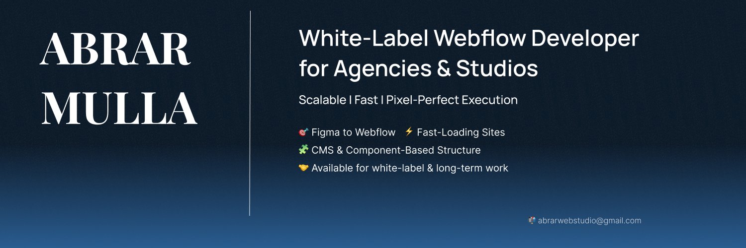 Abrar | Webflow Developer banner