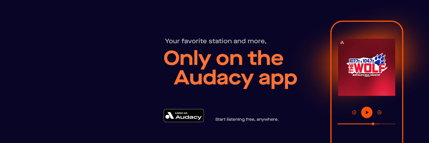 Buffalo’s Real Country 107.7 and 104.7 The Wolf banner