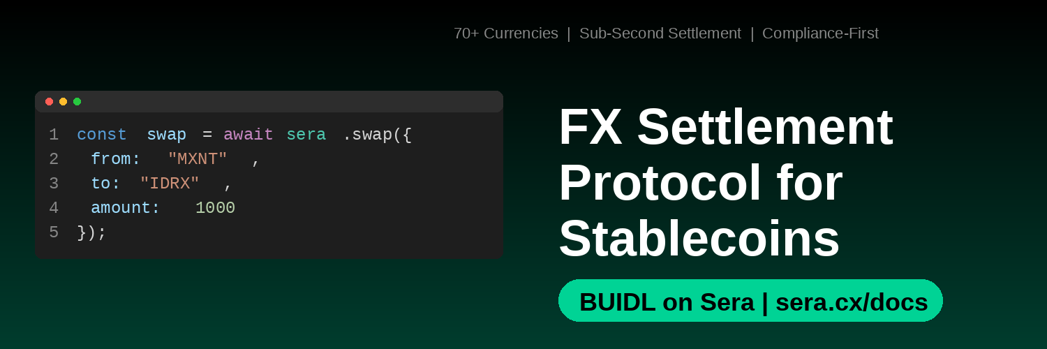 Sera | FX Onchain for Multi Currency Stablecoins banner