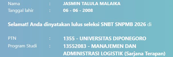 JASMIN GOES TO UNDIP banner