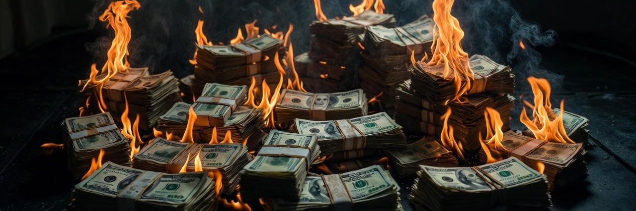 Burning Stacks Of Cash banner
