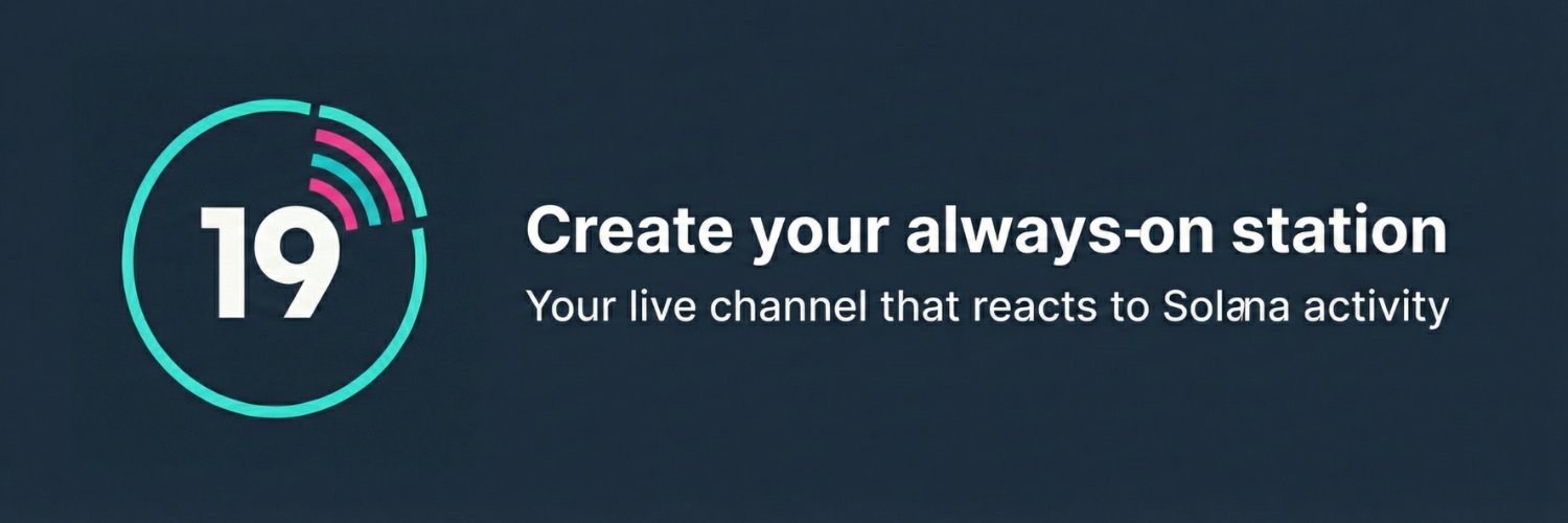 19FM: Solana 24/7 Auto Streaming Station banner