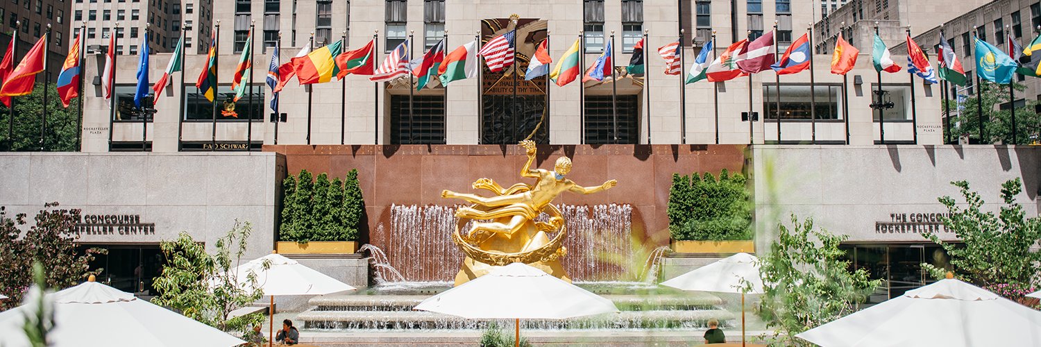 Rockefeller Center's banner