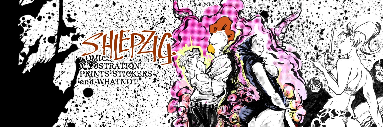 Shlepzig also on Hive, @shlepzig.comics FB and IG banner