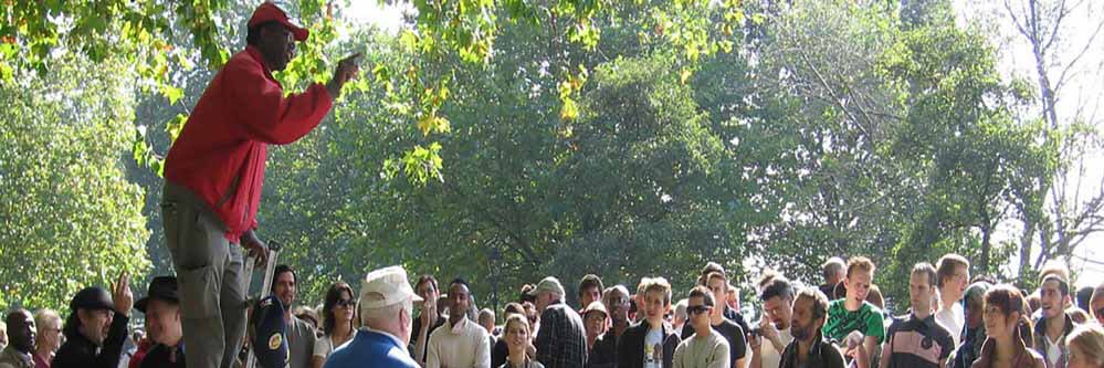 Speakers' corner banner