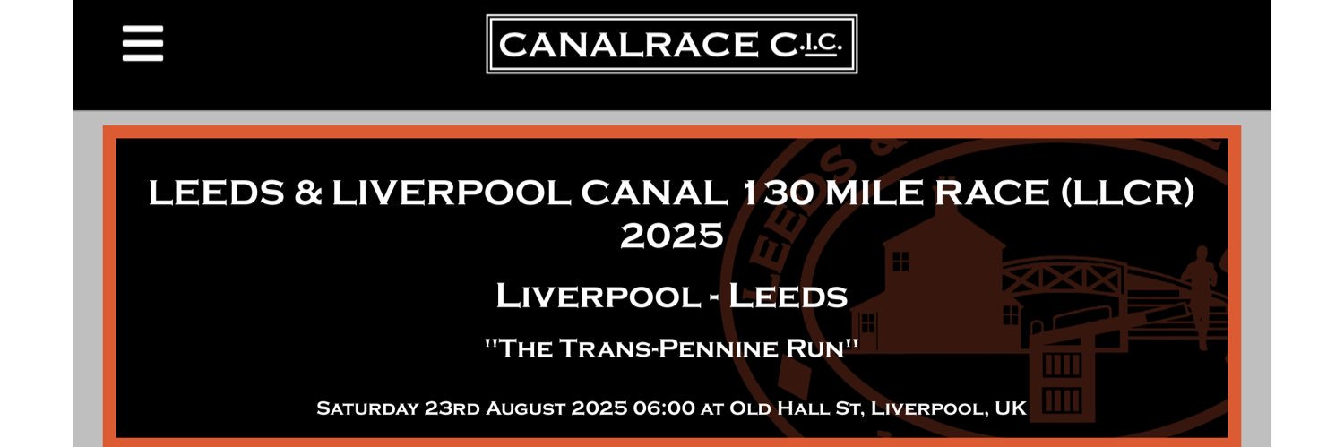 Leeds & Liverpool Canal 130 mile Race (LLCR) banner