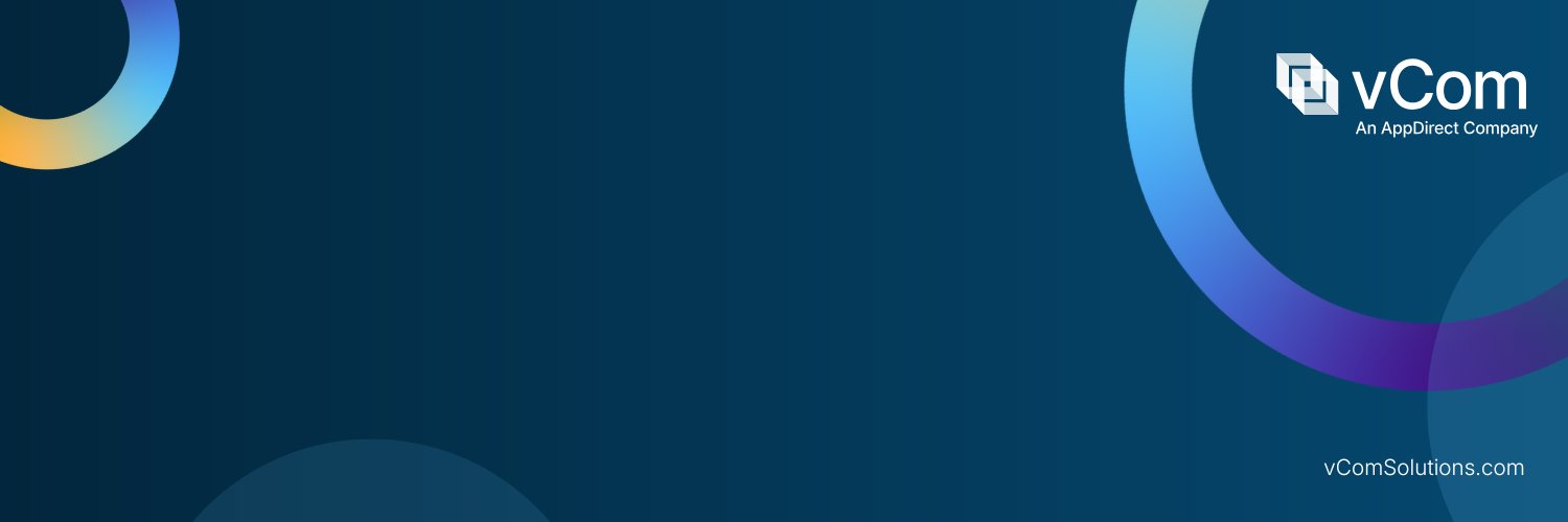 vCom An AppDirect Company banner