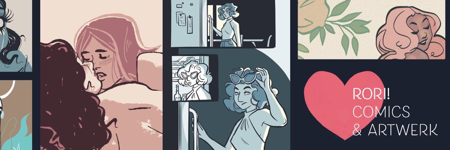 roricomics on most socials 💖💜💙 banner