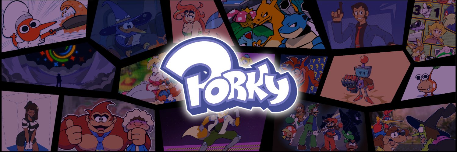 art over @ porkydraws 🟦☁️'s banner
