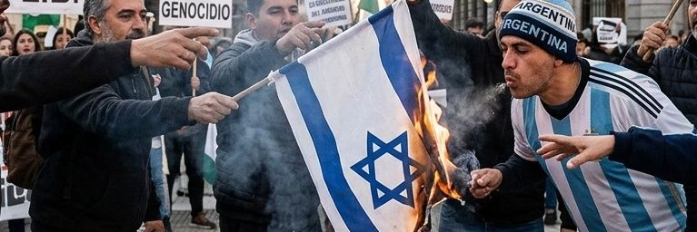 No al sionismo banner