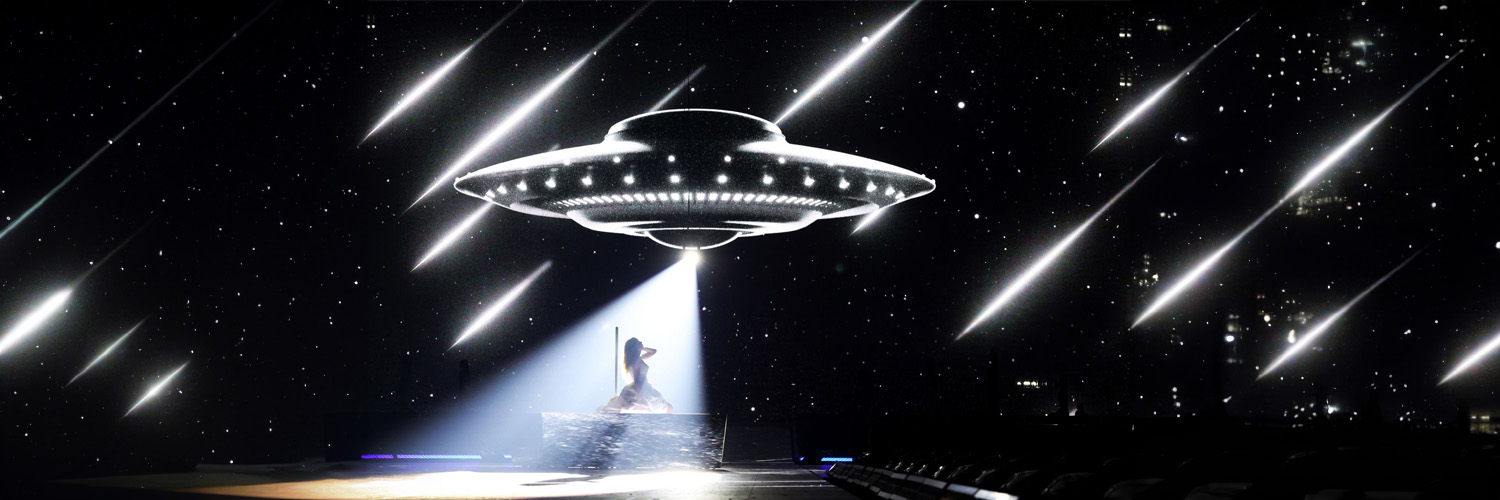 dabney is dancing in a snowglobe round & round banner