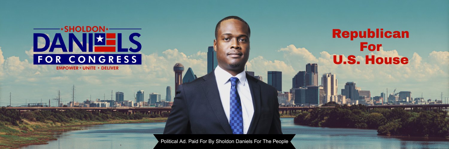 Sholdon Daniels For Congress's banner